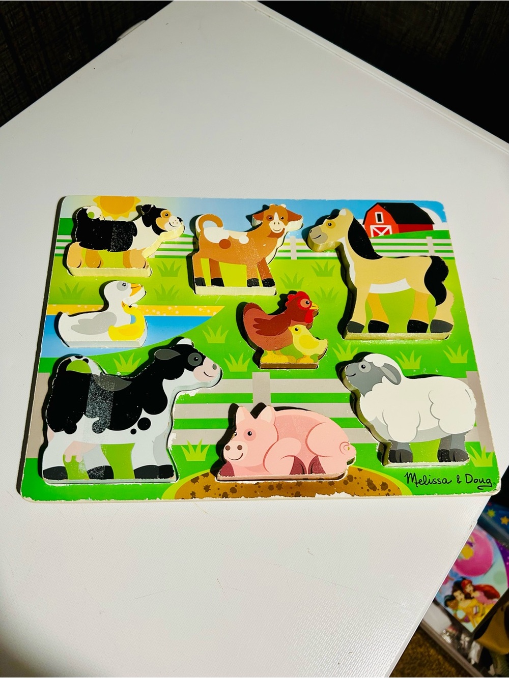 (3/$10) Melissa & Doug chunky wood farm animal puzzle